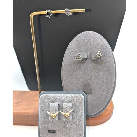 Harry Potter Gold & Silver Plated Stud Earrings Three Pairs - Picture 1 of 4
